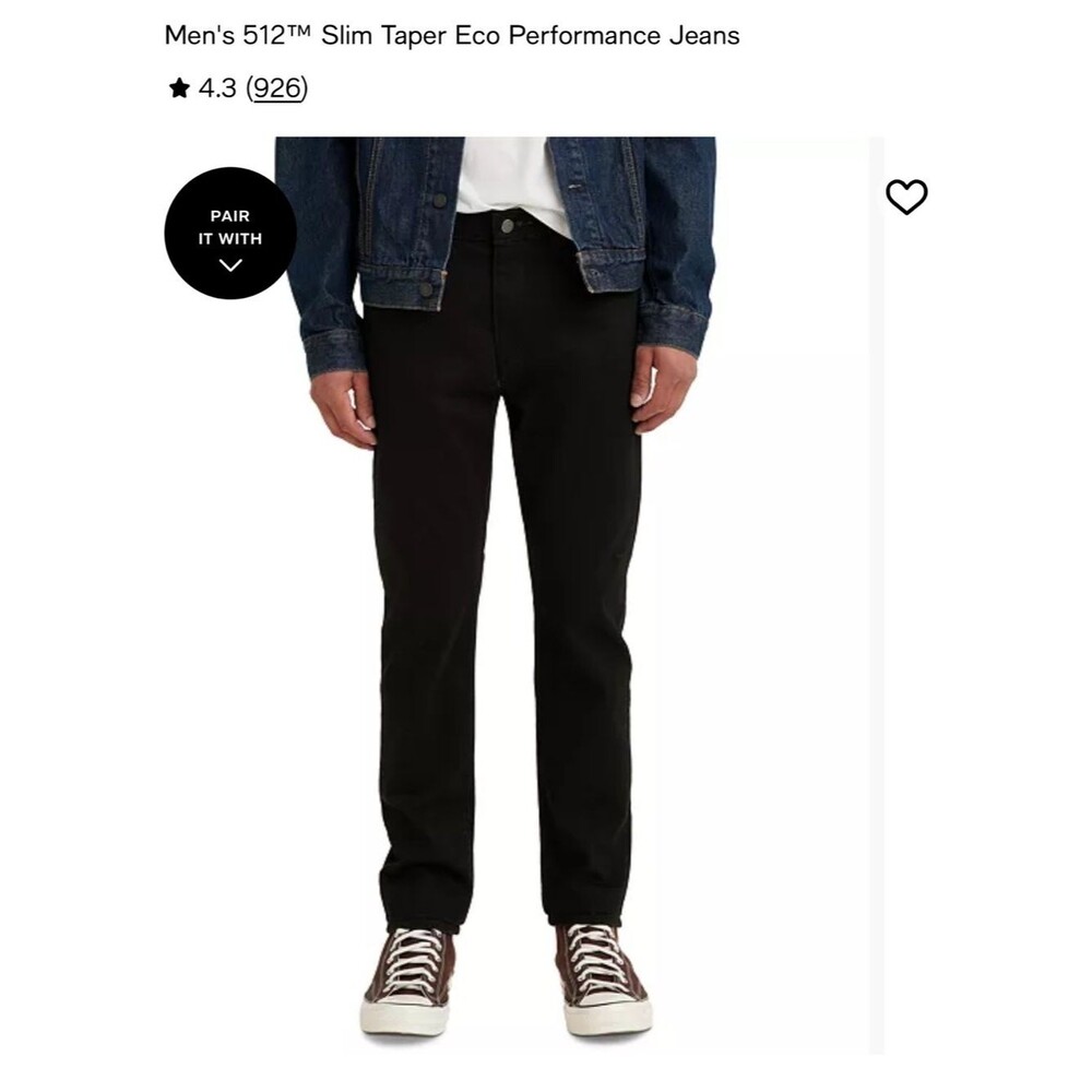 Levi's Men's 512 Slim Taper Jeans - Black 32 x 34
